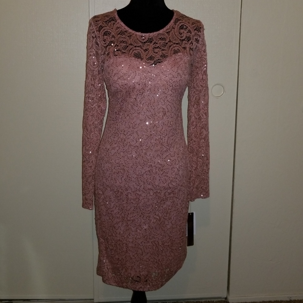 Sequin Hearts Lace Bodycon Dress